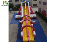 Parque de diversões exterior inflável personalizado da corrediça de água de encerado do PVC do rosa do tamanho para crianças
